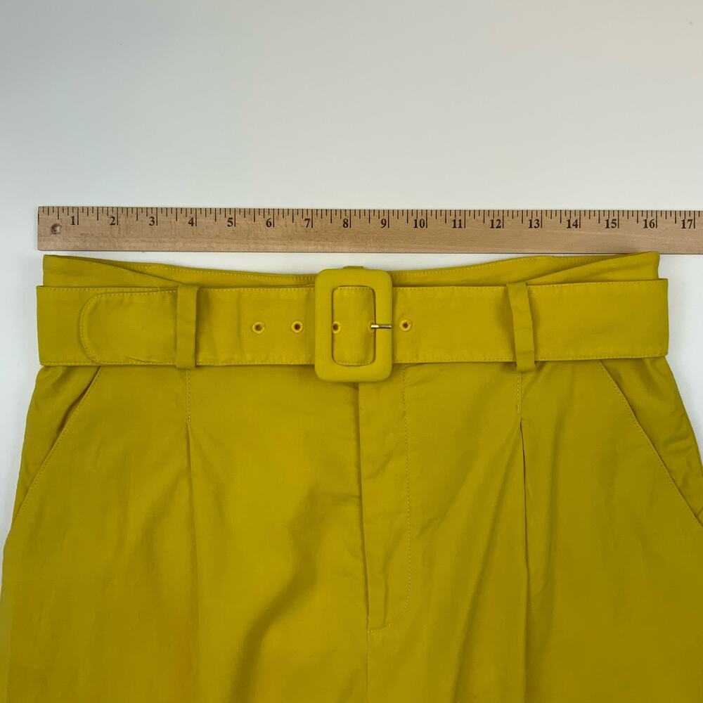 Anthropologie High Waist Pleated Trousers with Belt Limon Yellow Women's Size 8 - Picture 5 of 8